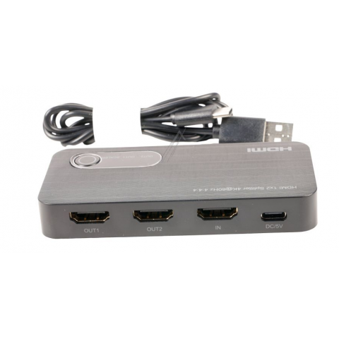 HDMI daliklis 1 → 2 4K (60Hz) su maitinimu per USB C